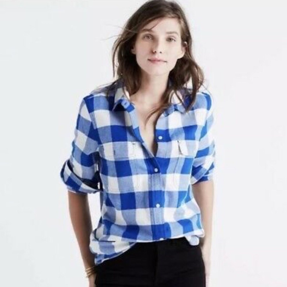 Madewell Blue Buffalo Check Flannel Shirt